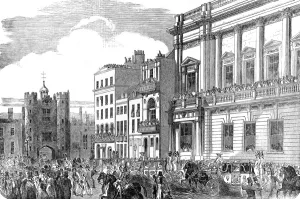 Arriving Prints: Queen Victoria arriving at St. Jamess Palace, London, 1853