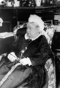 Prints of Photographic portrait of Queen Victoria (1819-1901) of Great Britain and Ireland and Empress of India, pictured knitting c.1890 November Prints: Queen Victoria, c. 1890