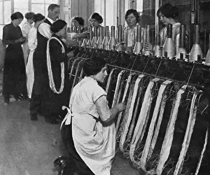 Queens Prints: Queens Work for Women Fund, making socks for soldiers, WW1