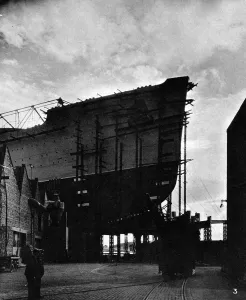 May Prints: R. M. S. Queen Mary under construction, Clydebank, 1934