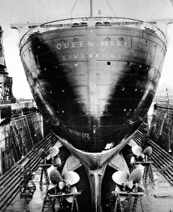 May Prints: R. M. S. Queen Mary in dry dock, Southampton, April 1936