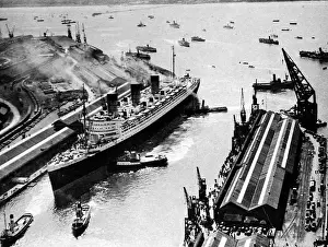 Dock Prints: R. M. S. Queen Mary, Ocean Dock, Southampton, 1936