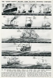 Cruise Prints: R. M. S. Queen Mary, record Atlantic crossing, by G. H. Davi