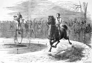 Cyclist Prints: Race between a Bicycle and Pony, Hammersmith, 1874