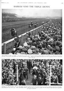 Spectators Prints: Racehorse Bahram wins the triple crown at the Saint Leger