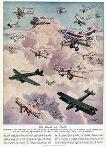 G H Davis Illustrations Prints: RAF aircraft of 1935 by G. H. Davis