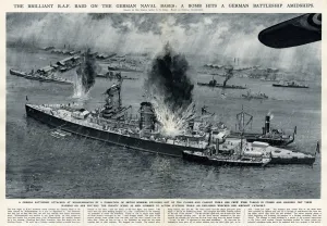 Hits Prints: RAF raid on German navy bases by G. H. Davis