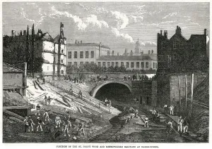 Building Prints: Railway construction, Baker Street, London 1868