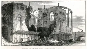 Street Prints: Railway construction, extension to Broad Street, London 1871