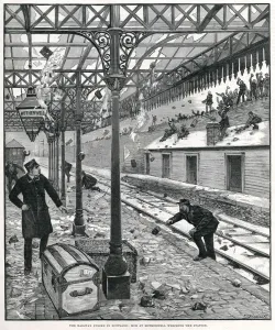 Scotland Prints: Railway strike in Scotland 1891