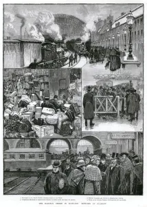 Luggage Prints: Railway strike in Scotland: Sketches in Glascow 1891