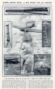 1920s Prints: Raining Molten Metal - Air Warfare 1924