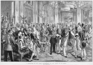 Interiors Prints: Reception of the corps diplomatique at St James