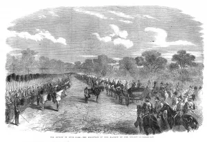 Majesty Prints: Reception of Queen Victoria by review of guards, Hyde Park