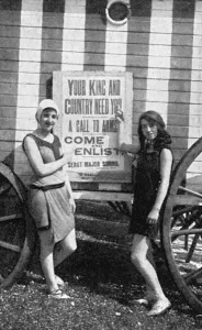 Swimsuit Prints: Recruiting on the beach at Southsea, WW1