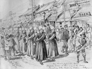 Japanese Prints: Red Cross in Japan, nurses for the front, 1904