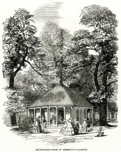 1855 Prints: Refreshment-room in Kensington Gardens 1855