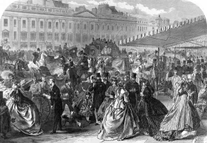 Prints of Engraving showing pedestrians and carriages in Regent Street, during the London Season, 1866 November Prints: Regent Street, London, 1866