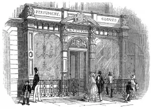 Prints of Engraving showing the exterior of L.T. Pivers perfume shop, Regent Street, 1846 November Prints: Regent Street Shop Front, London, 1846
