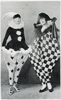 Chelsea Prints: Revellers in pierrot costumes at the Chelsea Arts Club Dazzle Ball held at the Albert