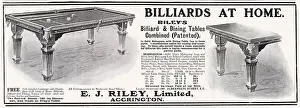 Table Prints: Riley's Billiard Tables, available in different sizes for private homes in mahogany wood