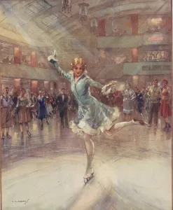 C E Turner Illustrations Prints: On the rink by C. E. Turner