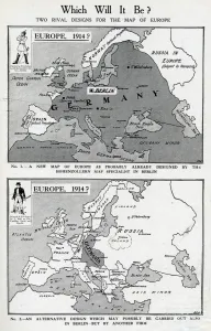 European Prints: Two rival designs for the Map of Europe, WW1
