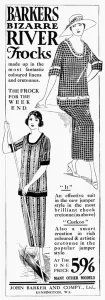 Pastimes Prints: River frocks, dresses for boating from Barkers, 1919 advert