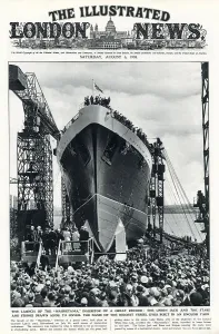 Ceremony Prints: RMS Mauretania, ocean liner being launched 1938