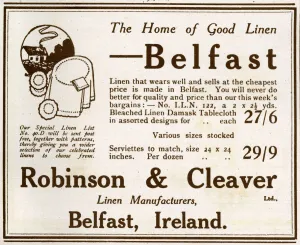 Northern Prints: Robinson and Cleaver advertisement, linen manufacturers