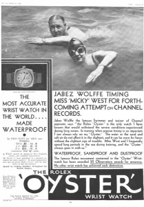 Swimmer Prints: Rolex Oyster Wrist Watch advertisement