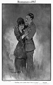 Engagement Prints: Romance - 1917 by Bruce Bairnsfather, WW1 cartoon