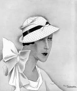 Millinery Prints: Rose Descat hat drawn by Paul Valentin