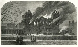 Images Dated 17th September 2018: Royal Military Academy in Woolwich fire 1873