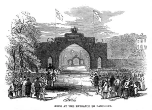 Scotland Prints: Royal progress to Balmoral: Banchory triumphal arch, 1848