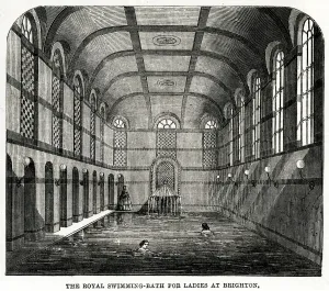 1861 Prints: Royal Swimming Bath for Ladies, Brighton, Sussex 1861