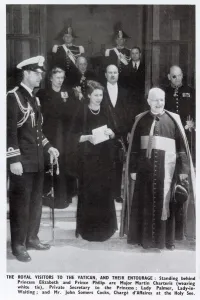 John Prints: The Royal Visit to the Vatican - standing behind Princess Elizabeth