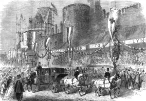 Reception Prints: Royal wedding 1863 - passing the curfew tower at Windsor