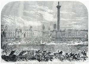 Reception Prints: Royal wedding 1863 - procession passing through Trafalgar Sq