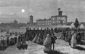 Battenberg Prints: Royal Wedding 1885 -- grounds of Osborne House, evening