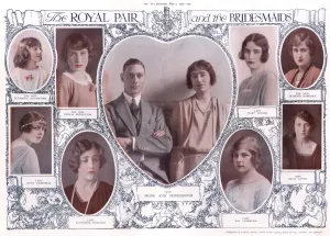 Bowes Prints: Royal Wedding 1923 - Royal pair and bridesmaids