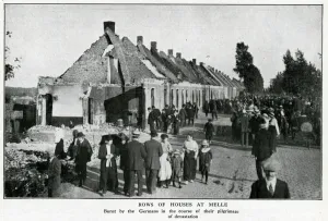 Destruction Prints: Ruined houses at Melle, Belgium, WW1