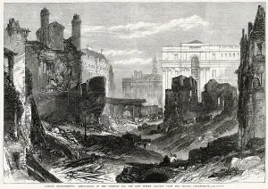 Street Prints: Ruins of some buildings demolished in the Poultry area of London