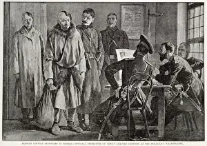 Head Prints: Russian convict in Siberia. Official inspecting new convicts at the Perasilny