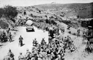 Balkan Prints: Russian soldieres at Salonika marching to the Balkan front