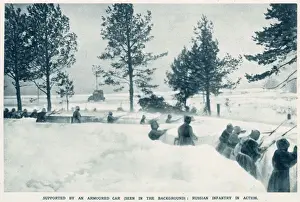Eastern Prints: Russian soldiers fighting the Germans in the snow on the eastern front during 1916