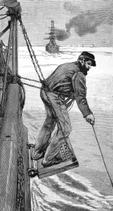 Sailor Prints: A Sailor Heaving the Lead, at sea, 1884