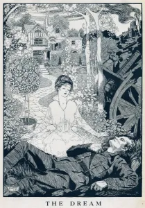 Cottages Prints: Saintly sweetheart in the dreams of this slumbering soldier