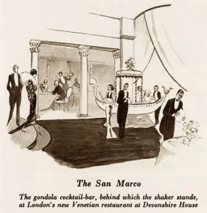 Restaurant Prints: San Marco restaurant with gondola cocktail bar