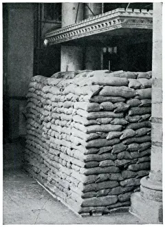 Precautions Prints: Sandbags protecting statue of the Black Prince, Sept 1939